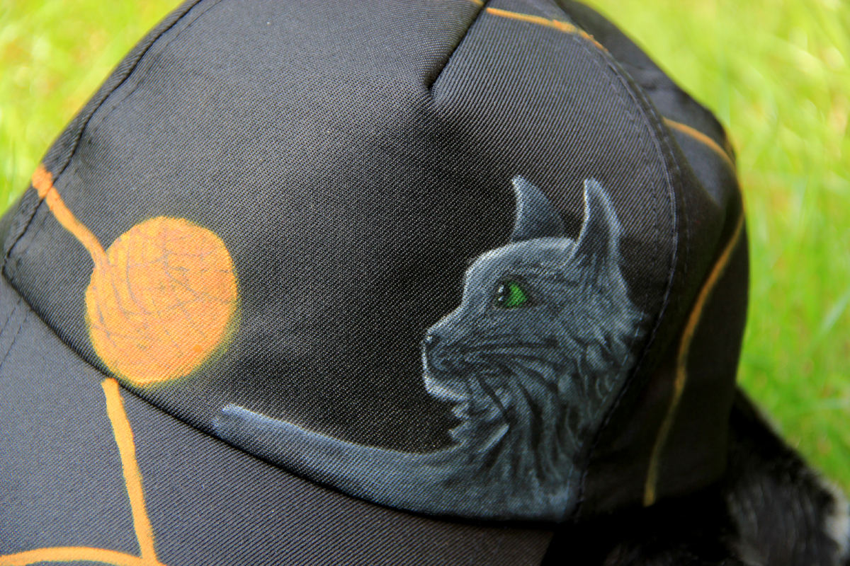 czapka ręcznie malowana, kot, koty, handmade